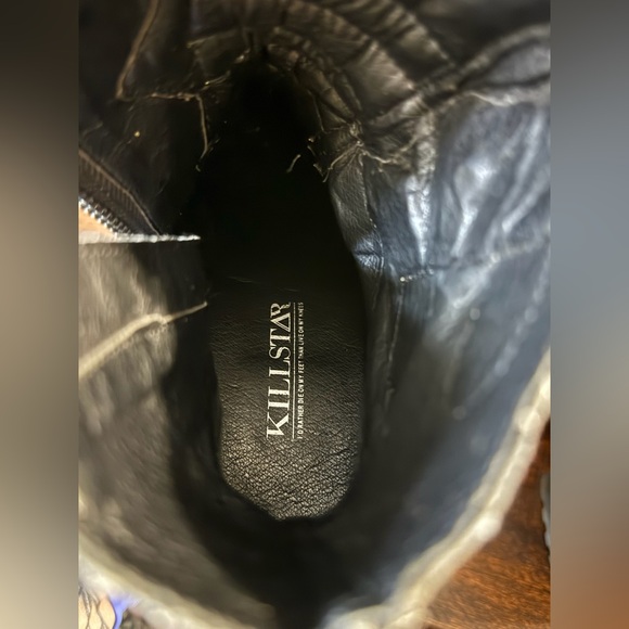 KILLSTAR Dusk Silver Shimmer Moon Platform Boots Metallic Goth Punk US 5 - Picture 9 of 12